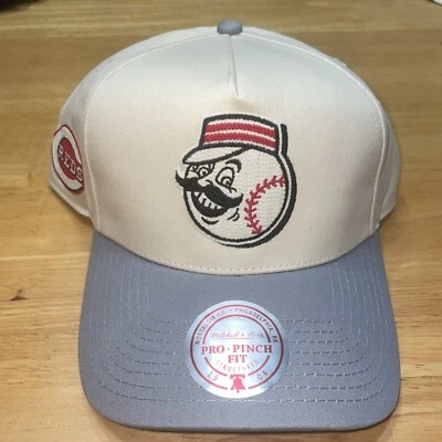 Cincinnati Reds Hat Retro Mr. Red Logo Cream / Gray Snapback Cap MLB New A-Frame - Image 1 of 4
