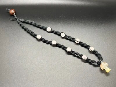 Collar colgante de setas ágata en flor de cerezo cuarzo rosa piedras naturales cáñamo Foto 1 de 2