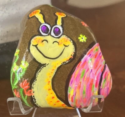 Cute Snail Hand Painted Rock, Garden Decor Art Collectible Gift paperweight - Image 1 of 4