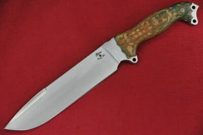 Busse Custom NMFSH Punta de Clip Hoja Satinada Estándar Bronceado Completo/Verde Encaje Madera Foto 1 de 4