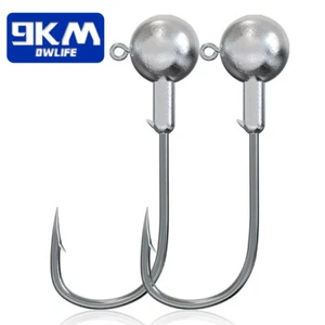 10~30pz Gancio per maschera testa rotonda 1g~28g gancio per acqua salata per esca da pesca in plastica morbida - Foto 1 di 29