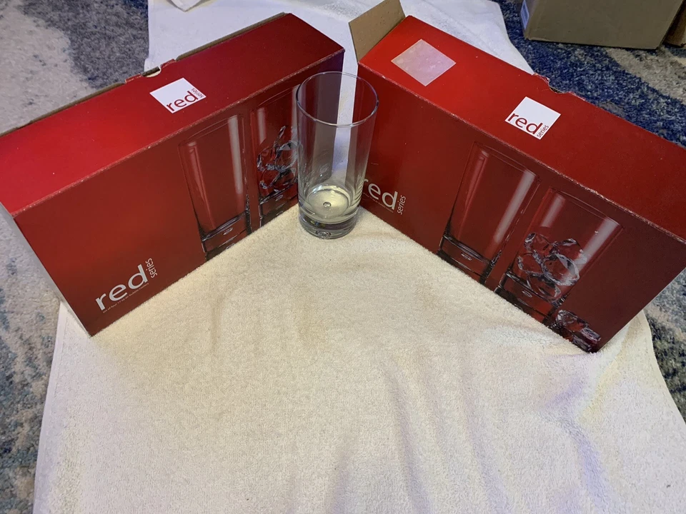 "Home Essentials Red Series Bubble 17oz Highball Glass, Set of 4"