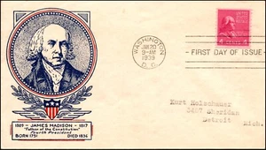 Scott 843 4 Cents Madison WSE / Clifford FDC Typed Address Single Planty 843-58 - Picture 1 of 2