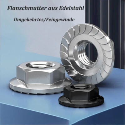Sperrzahnmutter Zinc Edelstahl M3 M4 M5 M6 M8 M10 M12 DIN 6923 Sperrzahnmuttern - Bild 1 von 4