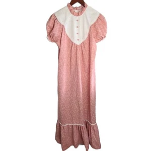 Sears Hawaii Dress Vintage Maxi Prairie Dress Floral Pink 13 - Picture 1 of 6