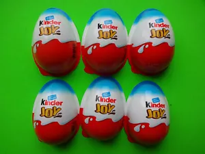 Bastelmaterial / 6 x Kinder Joy Eier / leere Hälften / Motiv oben blau - Bild 1 von 1