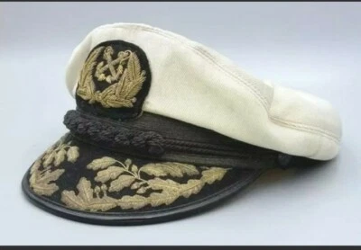 Replica Cappello da Capitano Ammiraglio, Cappello da Skipper, Cappello da Yachting Bianco - Immagine 1 di 2