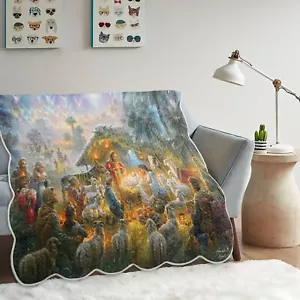 Virah Bella - Nativity Scene - Lightweight Quilted Throw Blanket 50"x60" - Picture 1 of 5