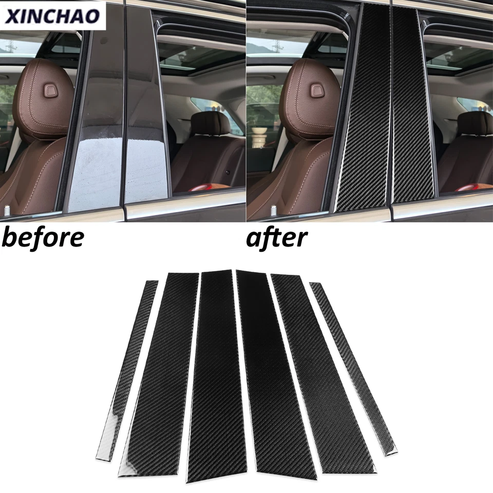 6 peças acabamento de painel externo de fibra de carbono real pilar B para Benz GLE W167 2019-2024 - Imagem 1 de 4