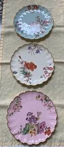 Vintage Copeland's China Set Of 3 Botanical Fluted Plates, Gorgeous! - Picture 1 of 12