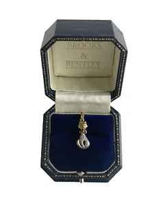 Colgante Gato Oro 9ct Oro Blanco y Amarillo Gato Colgante Vintage con Pasta Piedra - Imagen 1 de 15