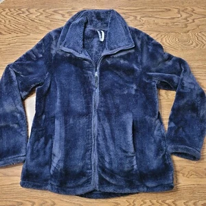 Ideology Womens Fleece Jacket XL Navy Blue Zip Pockets - Picture 1 of 6