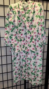 Leslie Fay Petite Rose Floral White Retro vintage Dress NWT - Picture 1 of 7