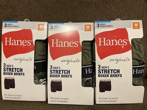 Lot Of 3 Hanes Originals Men’s Moisture-Wicking Stretch Cotton Boxer Briefs M - Picture 1 of 1