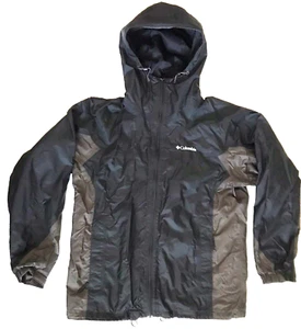 COLUMBIA Men’s Large L RAIN JACKET Hooded Black HIKE Backpack Packable - Picture 1 of 17