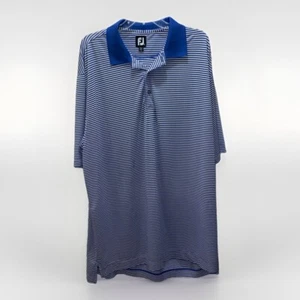 Footjoy Herren XL Blau Weiß Gestreift Kurzarm Freizeit Polo Golf Shirt. - Bild 1 von 7