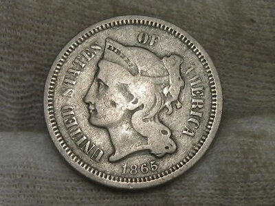 1865 3¢ Cent Nickel. #63 - Image 1 of 4
