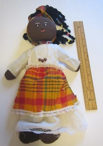 Lovely Handmade Jamaican Cloth doll with Beads in her hair 16 inches - Picture 1 of 12