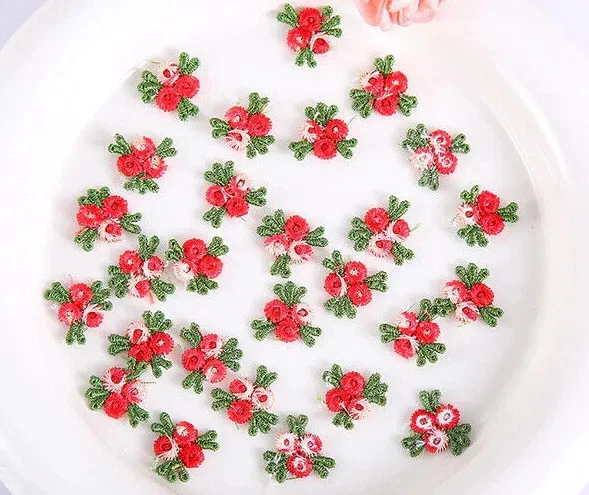 Rosas bordadas de 3/4" de ancho coser en apliques precio por 10 piezas Foto 1 de 1