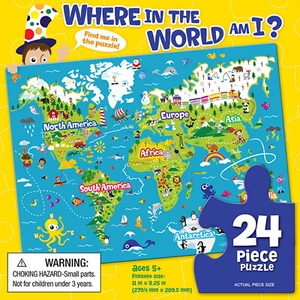 NEW Where in the World Am I? 24-Piece Puzzle (Ages 5+), Geography Educational - Picture 1 of 1