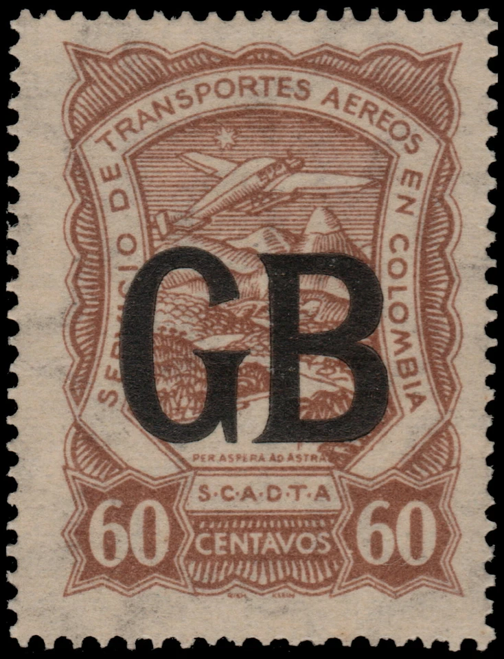 ✔️ COLÔMBIA SCADTA 1923 - AVIÃO GB CONSULAR - SC. CLGB57 ** MNH [SCLA620a] - Imagem 1 de 1
