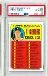 2018 Topps Heritage Aaron Judge Checklist PSA 10 - Picture 1 of 2