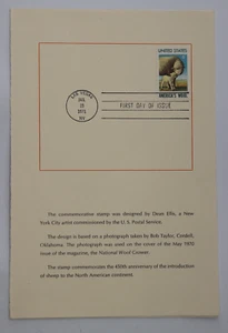 FDC us america's wool 1971 America sheep Sc#1423 Las Vegaas 450° anniversario - Foto 1 di 6