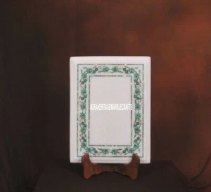 12"x9'' Marble Side Coffee Table Top Malachite Inlay Floral Hallway Decor H3731 - Picture 1 of 4