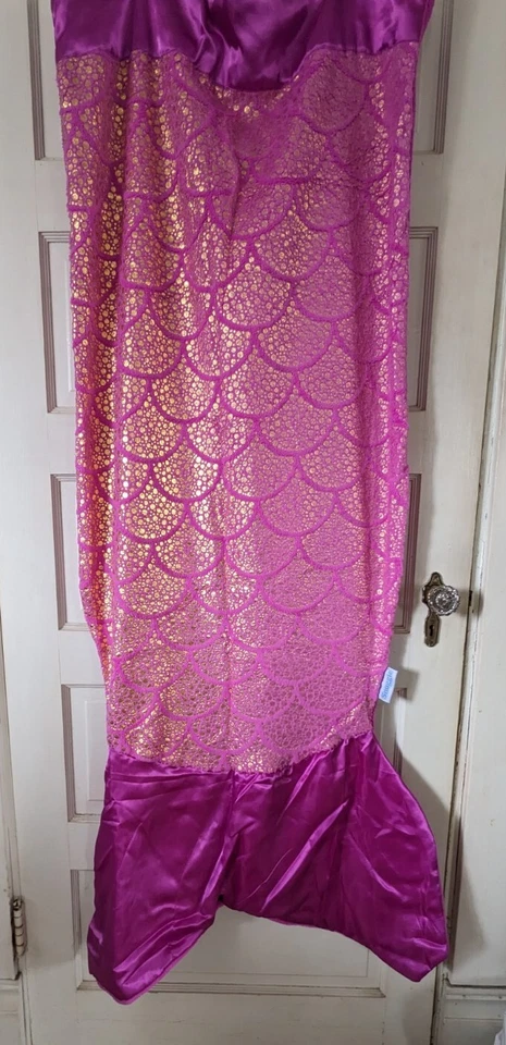 NEW Snuggie Tails Mermaid Blanket Pink with gold print and Satiny Trim - Image 1 of 4