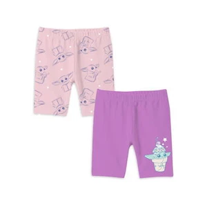 Star Wars Girls Yoda Bike Shorts, 2-Pack Pink & Purple Small 6/6X - Picture 1 of 3