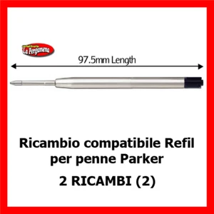 Refil - 2 Ricambi compatibilI per Penna a sfera PARKER ink NERO punta F - Foto 1 di 1
