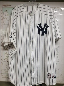 Majestic New York Yankees White Pinstripe Jersey XXL 2XL MLB Retro Baseball - Picture 1 of 4