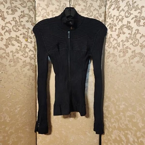 Essendi Black Ribbed Full Zip Sweater Size 1 - Picture 1 of 7