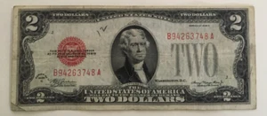 1928 C $2.00 DOLLAR RED SEAL NOTE nice circulated BA - Picture 1 of 2