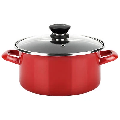 Kochtopf Induktion 24 cm Emaillierter Stahl, Antihaft PFOA frei, Glasdeckel   FA - Bild 1 von 4