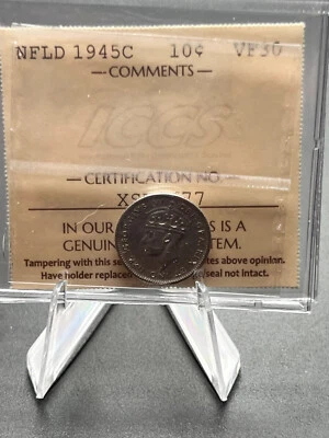 1945C  Newfoundland 10 Cent ICCS Graded  VF-30 - Image 1 of 4
