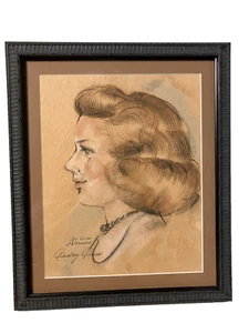 Rare Disneyland Art Corner Adult Portrait Artist Signed Audrey Ames 1960s - Picture 1 of 8