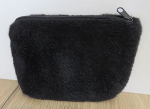 SPORTSGIRL Coin Purse Makeup Bag Small Clutch Black Faux Fur Zip Small Party - Picture 1 of 7