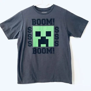 Minecraft Youth Boys Creeper SSS Boom! T Shirt XL (14-16) Gray - Picture 1 of 4