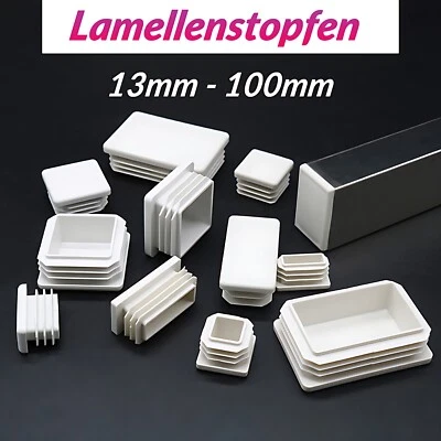 Tappo lamellare tappo tubo tappo terminale scorrevole per tubo quadrato rettangolare bianco - Immagine 1 di 4