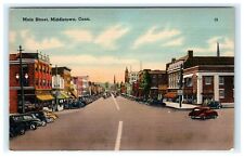 Main Street Middletown CT Connecticut Early View Linen Postcard