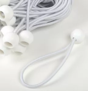 100-Pc. White THICK Heavy Duty 6" Inch Ball Bungee Cord 100% Natural Latex - Picture 1 of 1
