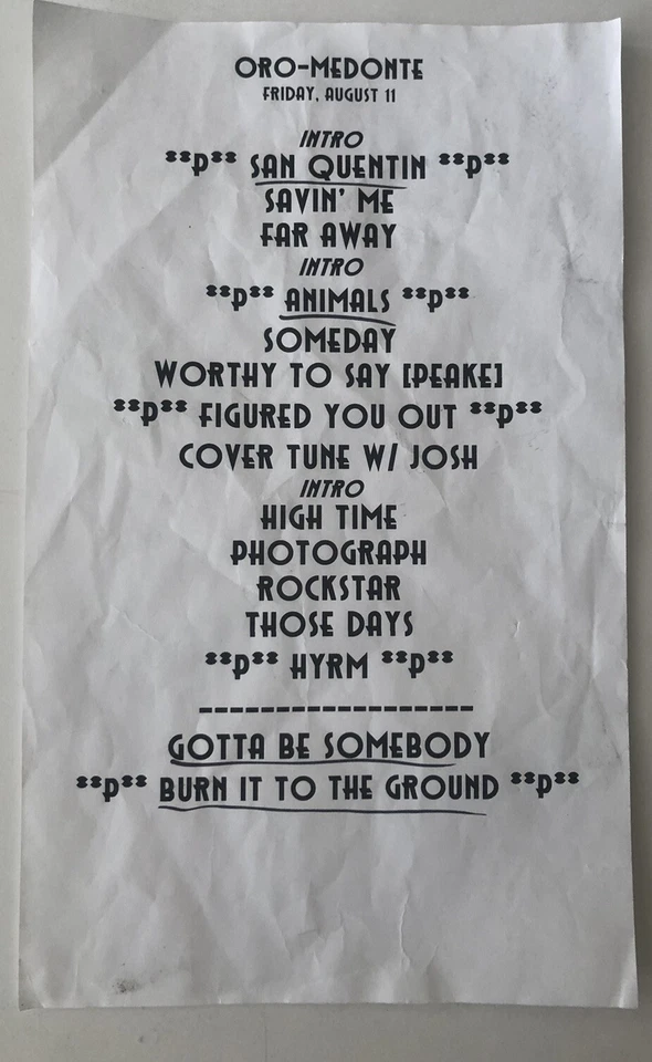 Nickelback 2023 Get Rollin’ Tour Setlist (Oro-Medonte 8/11/23) Foto 1 de 1