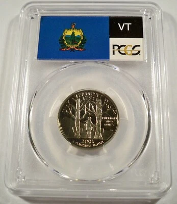 2001-S 25c CLAD PCGS PR70DCAM VERMONT QUARTER PROOF DEEP CAMEO PR 70 DC - Image 1 of 3