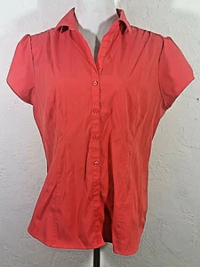 Camisa de trabajo profesional Dressbarn para mujer XL Top con botones naranja manga corta cuello en V - Imagen 1 de 5