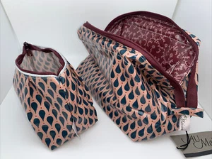 SET- AU MAISON Kosmetiktasche & Bügeltasc Tropfen teardrops petrol bordeaux rose - Picture 1 of 6