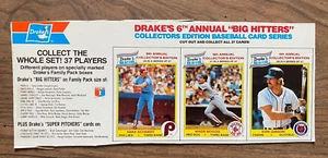 1986' DRAKES CAKES COMPLETE PANEL W/ MIKE SCHMIDT, WADE BOGGS, KIRK GIBSON CARDS - Picture 1 of 2
