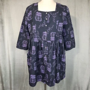 Gudrun Sjoden Kleid Damen XXL blau lila Leinen Baumwolle Knopfleiste Lagenlook - Bild 1 von 16