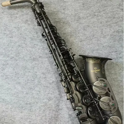 New 992 Alto Saxophone E-flat Brass Black Nickel Matte Beautifully Carved  - Image 1 of 4