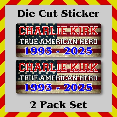 2-Pack, Charlie Kirk American Hero Stickers, TPUSA Founder Decals for Support - Image 1 of 3